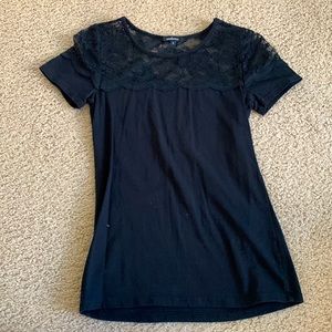 Black Tee with Lace details